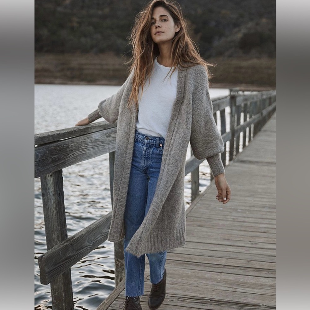 Christy Dawn Taupe Open-Front Cardigan